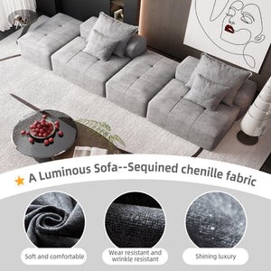 Modern Oversized, Modular Sectional Sofa With Pillows