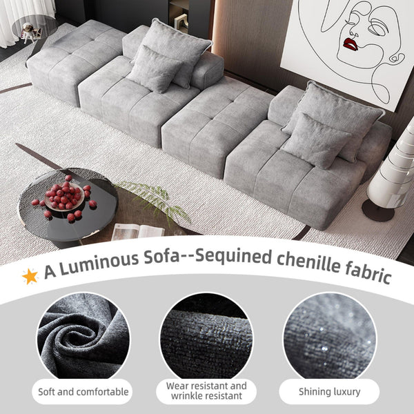 Modern Oversized, Modular Sectional Sofa With Pillows