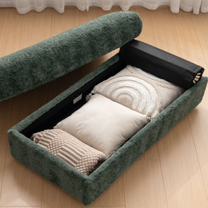 Oversized Chaise Lounge Indoor Rabbit Fur Sofa Bed With Storage Ottoman And Armrests Cup Holders With Deep Seat