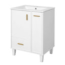 Bathroom Vanity With Sink, Deep Drawer, Door Shelf, 2 Tier Basket