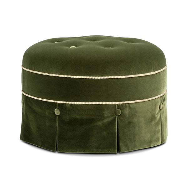 Maribel - Round Accent Ottoman - Olive Green