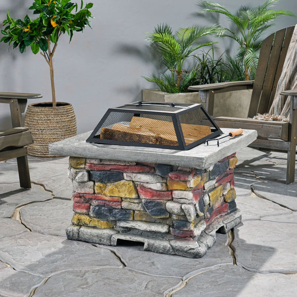Outdoor Wood Bruning Magnesium Oxide Fire Pit With Lid