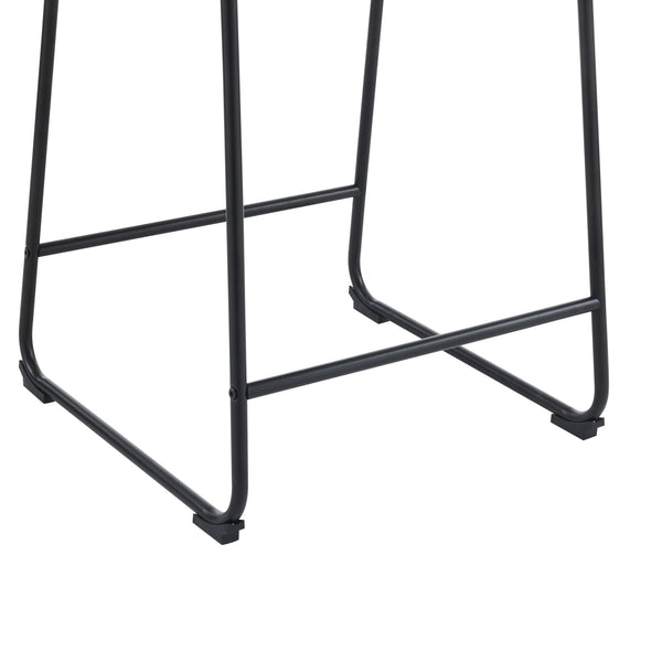 Vintage Style Armless Industrial Counter Stool With Metal Legs And Footrest For Kitchen Island, Cafe, Pub, Bar Counter (Set of 2) - Cream / Black