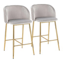 Fran - Pleated Waves Contemporary / Glam Fixed Height Counter Stool (Set of 2)