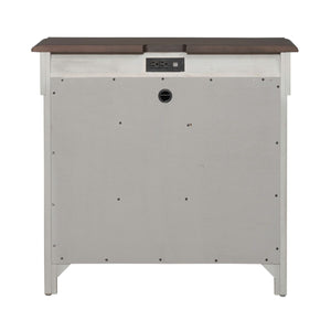 Ivy Hollow - 3 Drawer Bedside Chest With Charging Station - Weathered Linen / Dusty Taupe