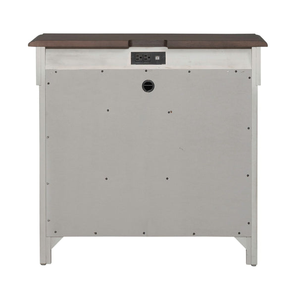 Ivy Hollow - 3 Drawer Bedside Chest With Charging Station - Weathered Linen / Dusty Taupe
