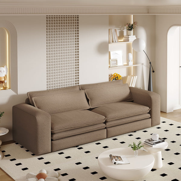 King Size Sleeper Pull Out Sofa Bed, 3 In 1 Convertible Chaise Lounge With 2 Pillows For Living Room - Camel