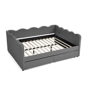 Gingham Daybed & USB Charging Port, Wave Shaped Design