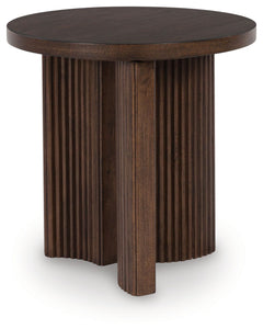 Korestone - Round End Table - Dark Brown
