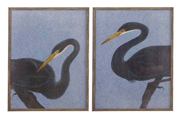 Bayou Heron I Framed Print - Blue / Black