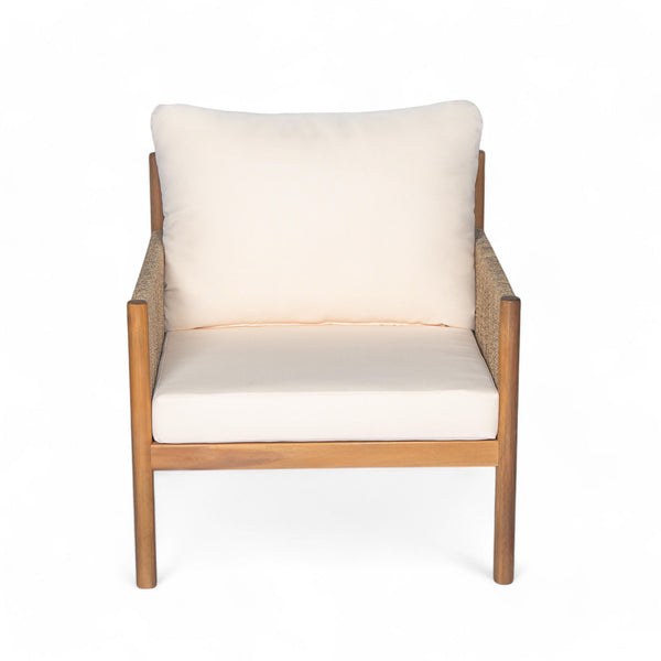 Modern Outdoor Woven Lounge Chair With Solid Wood Frame - Teak