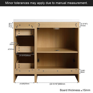 Freestanding Bathroom Vanity Set With Tall Linen Cabinet, 3 Drawers And Large Storage, Single Sink