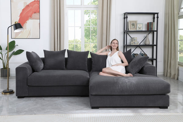 Naomi - 3 Piece Upholstered Sectional - Dark Gray