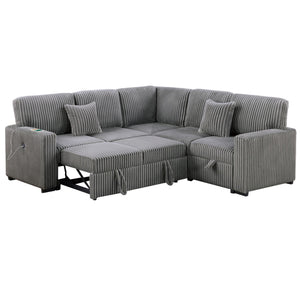 Convertible Sectional Upholstered Sleeper Sofa With Storage Chaise