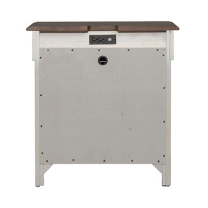 Ivy Hollow - 3 Drawer Nightstand With Charging Station - Weathered Linen / Dusty Taupe