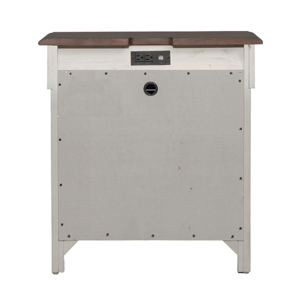 Ivy Hollow - 3 Drawer Nightstand With Charging Station - Weathered Linen / Dusty Taupe