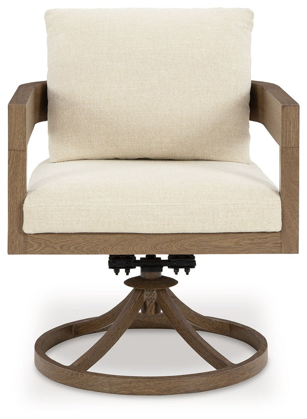 Serene Bay - Swivel Chair With Cushion (Set of 2) - Dark Brown / White