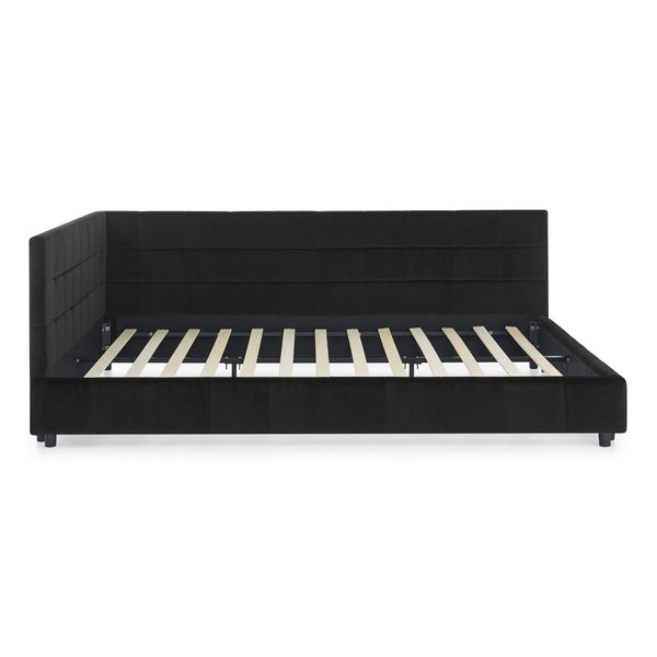 Storage Elegant Upholstered Tufted Bed Frame With Backrest And Armrests