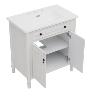 Vintage Bathroom Vanity With Sink, Rustic Cabinet With Soft Close Doors