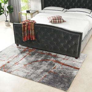 Quarry - 5' X 6.5' Abstract Area Rug - Gray / Orange
