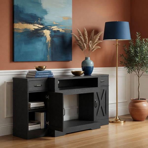 TV Stand With Adjustable Shelves & Double Doors