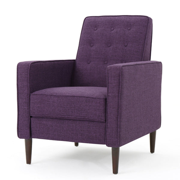 Mid-Century Modern Recliner With Button Tufted Waffle Stitch
