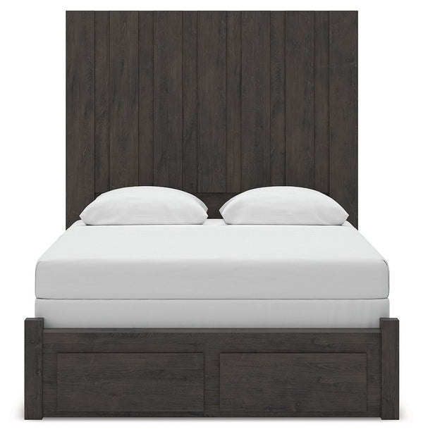 Fraluna - 3 Pc. - Queen Panel Storage Bed, Dresser And Mirror - Charcoal