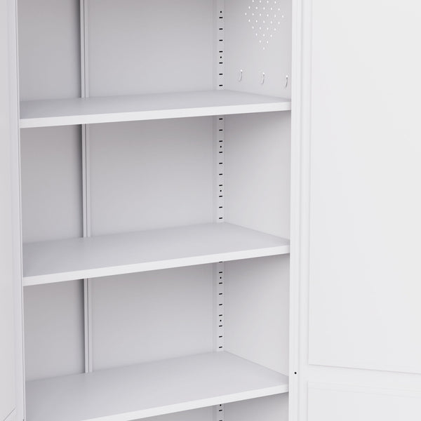 Kitchen Pantry Cabinet With Doors, Heavy-Duty Freestanding Storage Organizer With 5 Adjustable Shelves, Tool Free Assembly - White