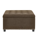 Square Tufted Storage Ottoman With Nailhead Trim