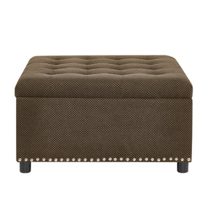 Square Tufted Storage Ottoman With Nailhead Trim