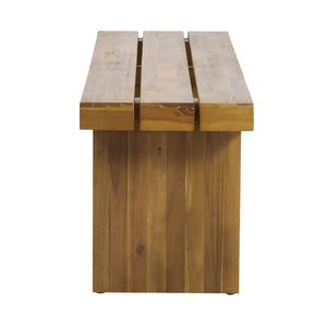 Nahanni - Rustic Acacia Wood Bench With Slat Design - Natural