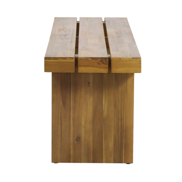Nahanni - Rustic Acacia Wood Bench With Slat Design - Natural