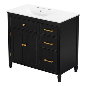 Bathroom Vanity With Sink Top, 3 Soft Closing Drawers