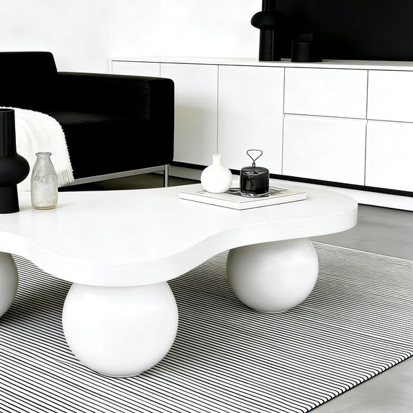 Cloud Shaped Coffee Table With 3 Ball Legs For Living Room