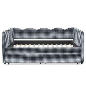 Gingham Daybed & USB Charging Port, Wave-Shaped Design