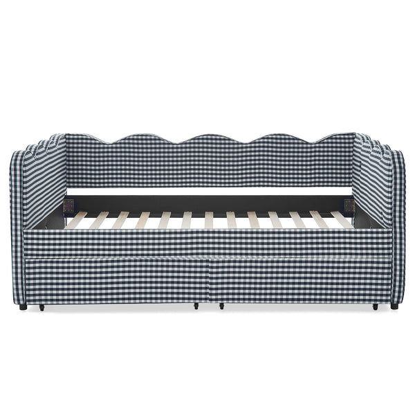 Gingham Daybed & USB Charging Port, Wave-Shaped Design
