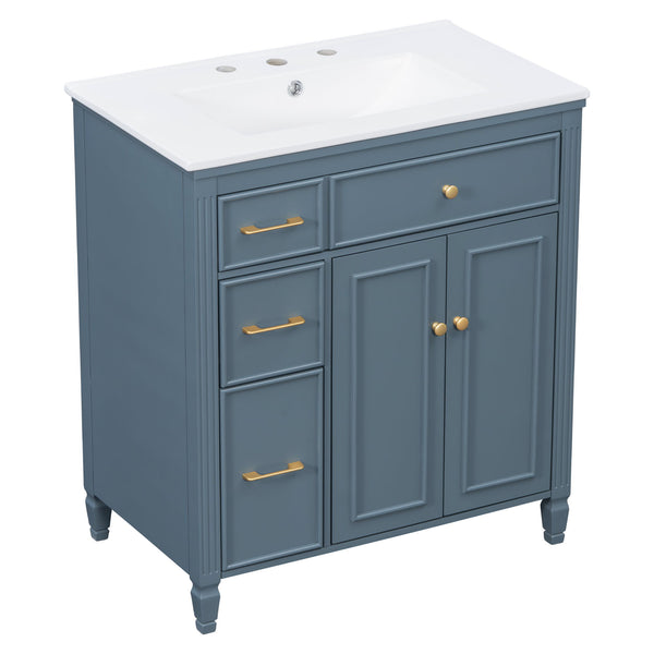 Freestanding Bathroom Vanity With Sink, Soft Close Door, Tip Out Drawer