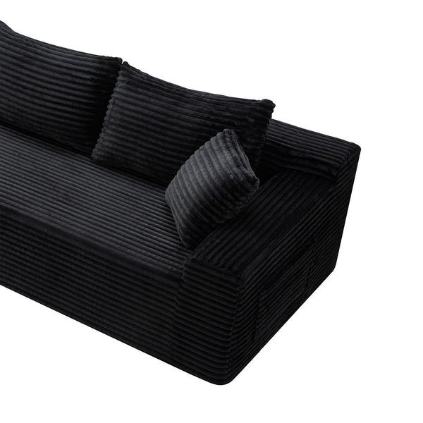 Cloud Modular Sectional Sofa Couch With L-Shape Chaise, Upholstered Couches For Living Room - Black