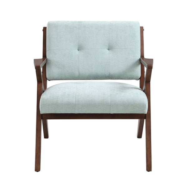 Modern Accent Chair With Plush Cushions, Angled Arm Design - Green