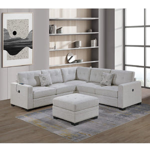 Casual Simple Tufted Sectional 4 Piece Set With USB Loveseat