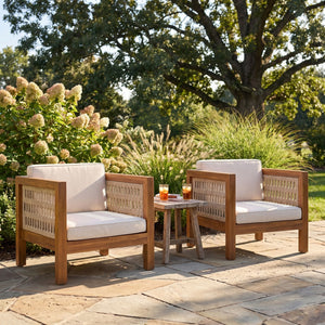 Outdoor Club Chair & Rope Arm And Cushions