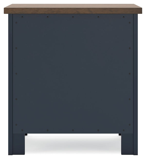 Landocken - Two Drawer Night Stand - Brown / Blue