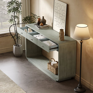 Console Table With 3 Drawers And Display Shelf