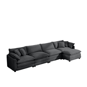 Modular Oversized Cushion Sofa With Ottoman, Low Back, Deep Seating Sofa Set