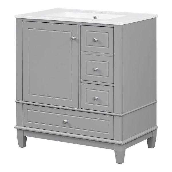 Freestanding Bathroom Vanity With Sink, Soft Close Door, 3 Drawers