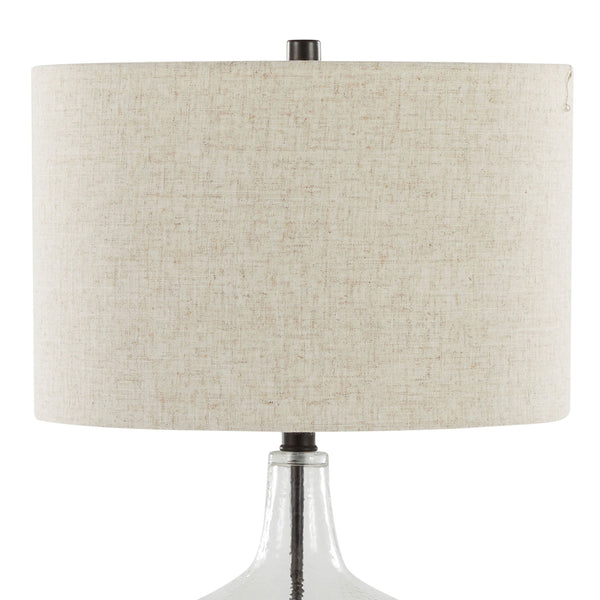 Botella - Contemporary Table Lamp Built In USB Port (Set of 2) - Clear / Oil Bronze / Natural