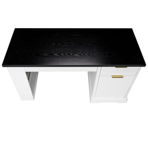 Modern Fluted Office Desk With Storage Cabinet