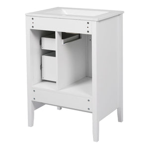 Freestanding Bathroom Vanity With Sink, Soft Closing Cabinet And Drawers - White