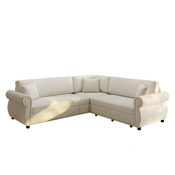 L-Shaped Sofa Couch With Pull-Out Bed