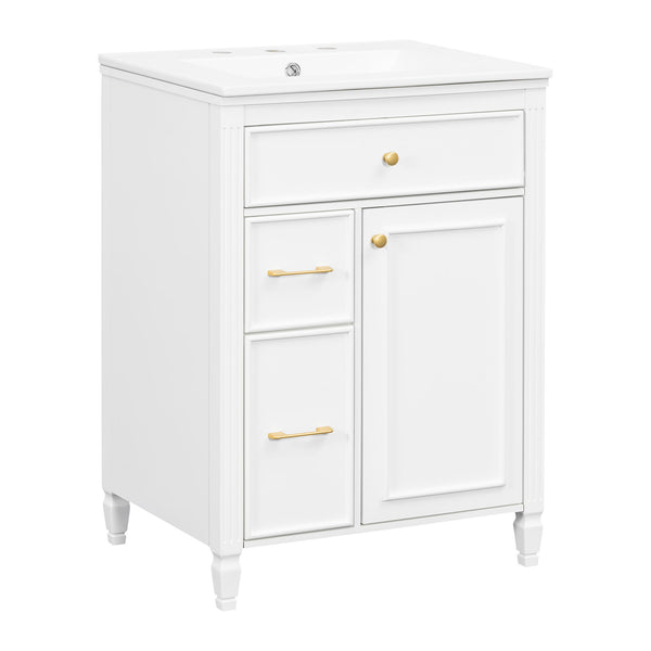 Freestanding Bathroom Vanity With Sink, Soft Close Door, Tip Out Drawer